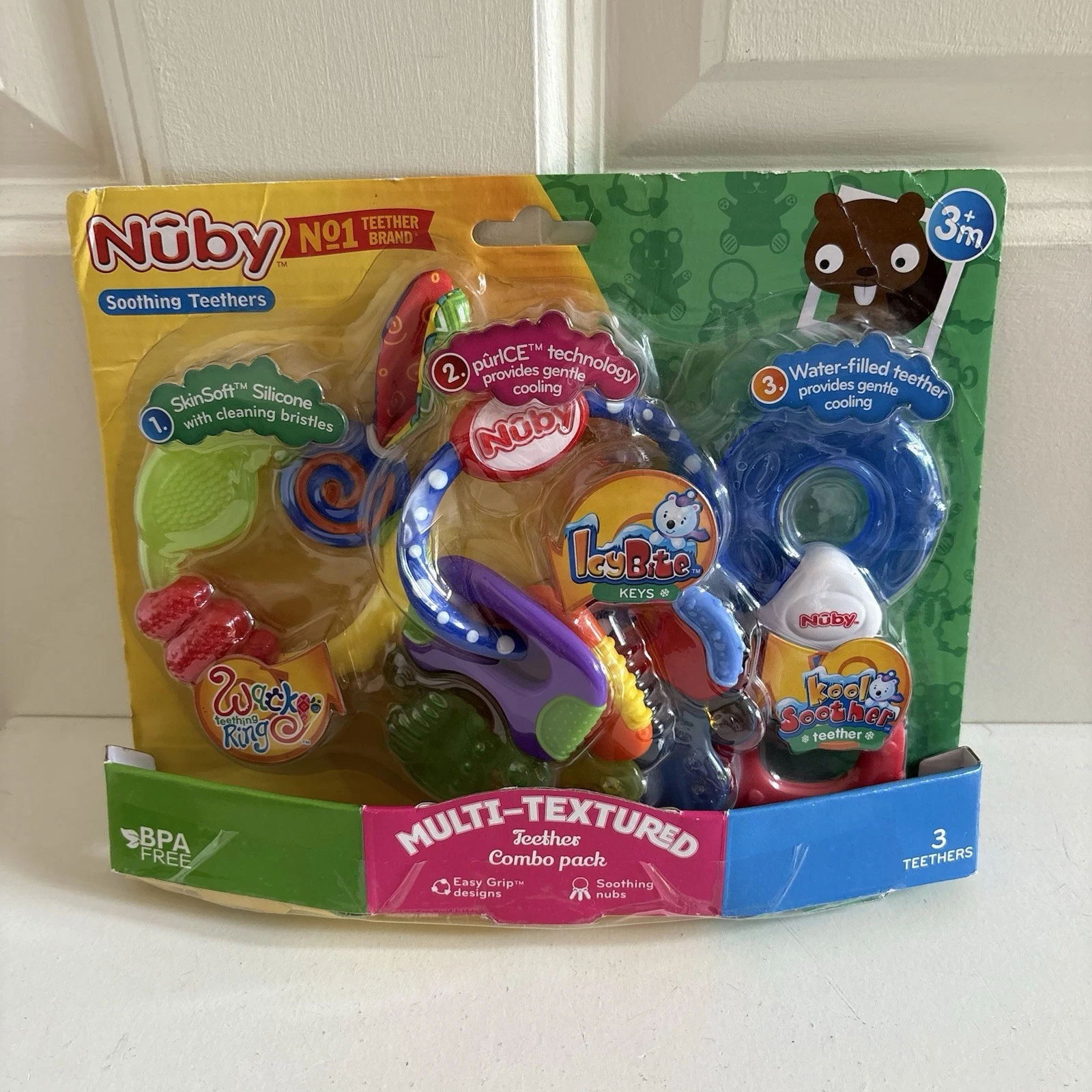 3 Pack Nuby Multi-Textured Bug-a-Loop Baby Teethers, 3M, 3 Water-Filled Teethers
Opens in a new wind
