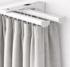 DOUBLE METAL CURTAIN TRACK DISCRETE WALL FIX 132-170mm GLIDE RAIL FOR WINDOWS