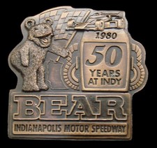 Qk26130 Nos Vintage 1980 Bear Alignment - 50 Years At Indy Racing Buckle