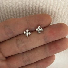 Small CZ Cross Stud Earrings for Men Women Screw Back Design Unisex Earrings