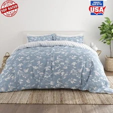 Reversible Microfiber Duvet Cover Set 3-Piece Hypoallergenic Soft Durable New