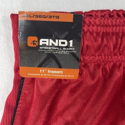 AND1 Y2K Basketball Shorts Mens 3XL Gym Workout Red Dazzle Shiny