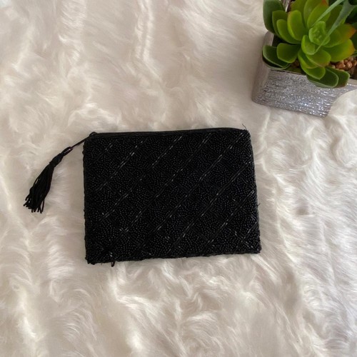 Black Beaded Handcrafted Clutch Purse
