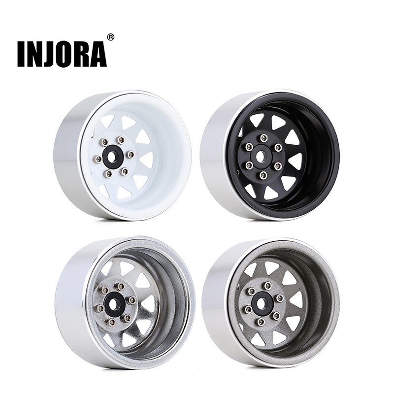 Hobbysoul RC 1.9 Beadlock Wheels – Adjustable 4 Negative Offsets Rims, 12mm Hex – For Axial SCX10, Traxxas TRX-4, Redcat Gen8 Crawler Trucks (4-Pack)