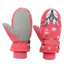 Toddler Waterproof Fleece Lined Snow Mittens for Boys Girls 2-4T 01 Pink Fox