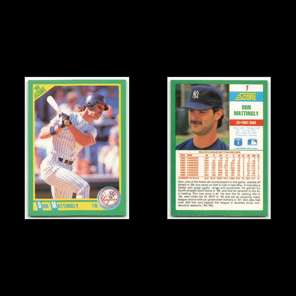 Don Mattingly Lote 7 Tarjetas de Béisbol 1990 Puntuación New York Yankees Conjunto Colección Casi Nuevo Foto 3 de 4
