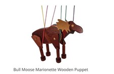 Fish River Crafts Hand Made MOOSE Wood Marionette Puppet NEW