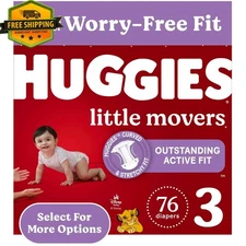 Huggies Little Movers Diapers, Size 3, 76 Count
