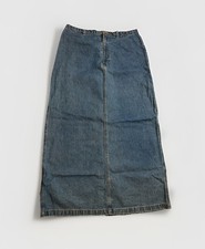 Y2k Chico's Denim Maxi Skirt Size Sm/med Blue Jean 90s Cottagecore Minimal Vtg