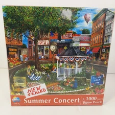 NEW SunsOut Summer Concert 1000 Pc Puzzle Village HomeTown Band Stand Box Sealed