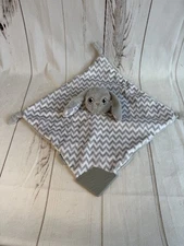 Booginhead Baby Gray Chevron ZigZag Bunny Teether Security Blanket  Lovey 12"