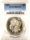 1887 Morgan Dollar PCGS MS 64 + PL Proof-like Superb P Mint