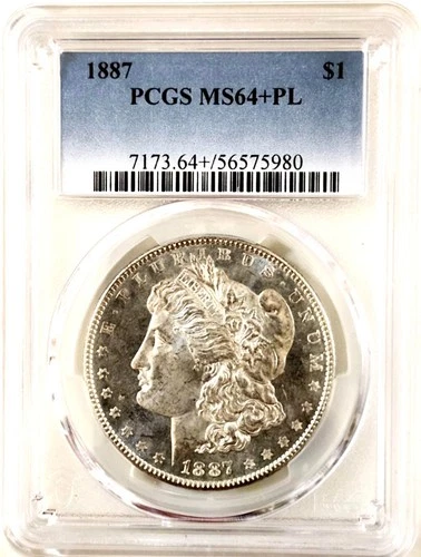 1887 Morgan Dollar PCGS MS 64 + PL Proof-like Superb P Mint