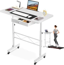 Small Standing Desk Adjustable Height Small Computer Desk Mobile Portable Rollin