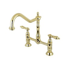 Kingston Brass KS1172AL Heritage Bridge Kitchen Faucet, Polished Brass
