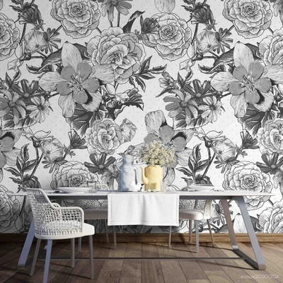 3D Flowers Floral Pattern Wall Murals Wallpaper Murals Wall Sticker 2 - Image 1 of 4