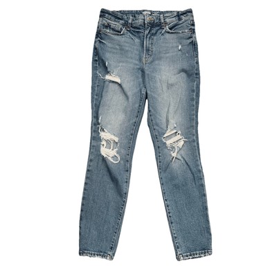 Old Navy OG Straight High Rise Jeans 4 Blue Distressed Womens Measures 29 x 27