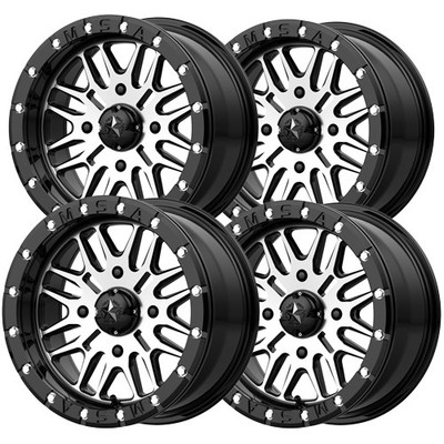 (Set of 4) MSA Offroad M37 Brute Beadlock 18x7 4x156 Black/Machined Wheels Rims