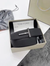 Tom Ford Belt Reversible Black T-Buckle, Black /Brown Calfskin Leather