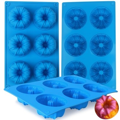 Sidosir Mini Blossom Fluted Tube Cake Pan, 6 Cavity Heritage Fluted Tube Cake Si