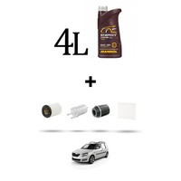 Hoffcar Wartungsset 4 Filter Und 4L ÖL FüR Skoda Praktik 1.2 TSI 63Kw Ab 2010