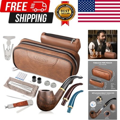 best tobacco pipe pouch Handmade Pipe Set, Leather Pipe Pouch, Wood Pipe and Accessories  Scraper/Stan