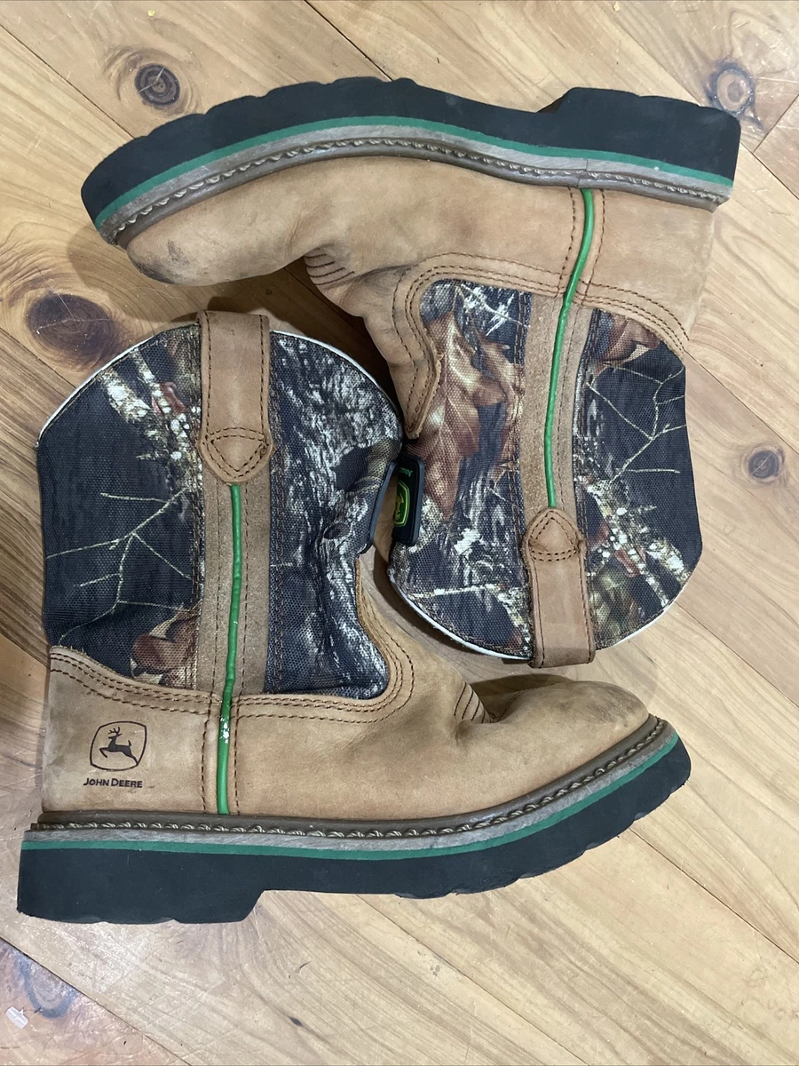 John Deere Camo Work Boots Mens 10 Wide JD4148 Pull On Leather Hunting Farm john deere camo boots products for sale | eBay main image 4