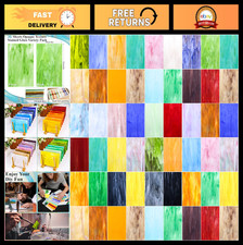 36 Sheets Opaque Stained Glass Variety Pack, 4x6 Inch Mosaic Tiles for Crafts