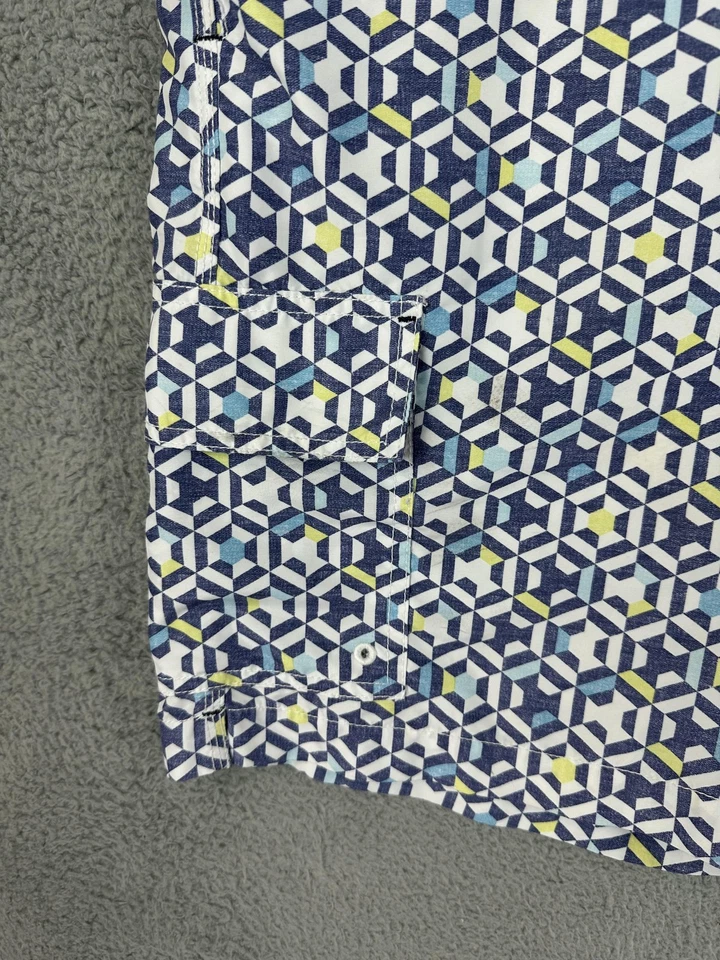 Tommy Bahama Bañador Para Hombres 2XL Azul Amarillo Geométrico Board Shorts Poliéster Foto 3 de 4