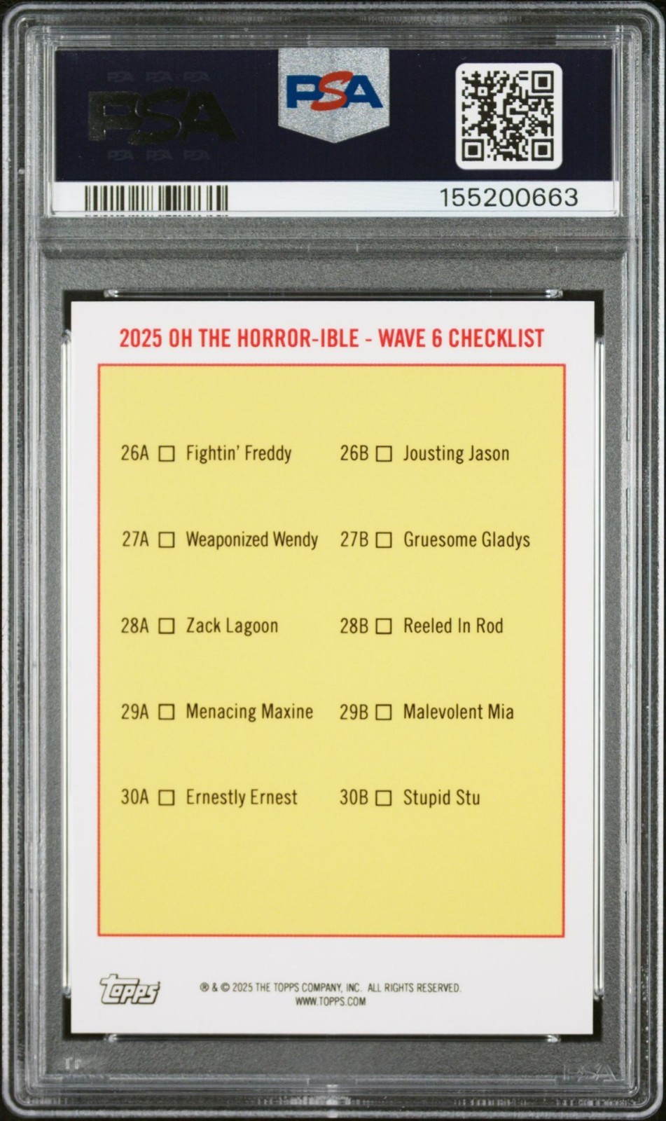 2025 Topps Garbage Pail Kids Oh The Horror-Ible STUPID STU 30b PSA 9 Ernest POP1 view 2