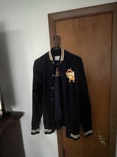 Sand-Knit Defiance College Varsity Jacket Vintage White Bee Patch Original