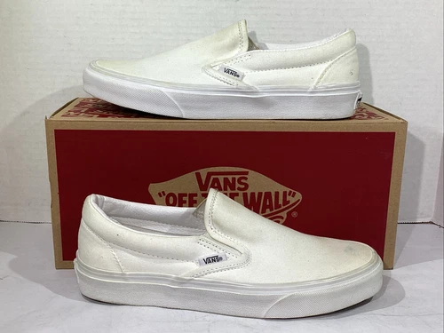 Sneakers Vans uomo taglia 5 5 EU 37 vera tela bianca classiche slip on AJ 1211