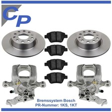 2 Bremssattel hinten für VW Golf 6 und 2 Bremsscheibe und Belagsatz links rechts