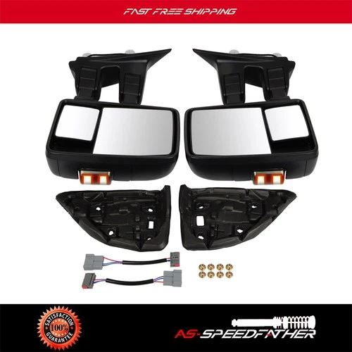 Towing Mirrors Heated Running Signals Light Black For FORD SUPER DUTY 1999-2016