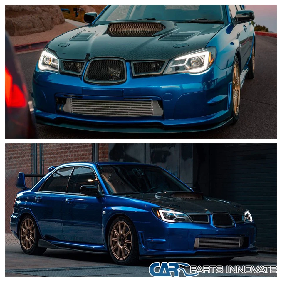 Fit 2006-2007 Subaru Impreza WRX Black Projector Headlights Sequential LED Tube Foto 4 de 4