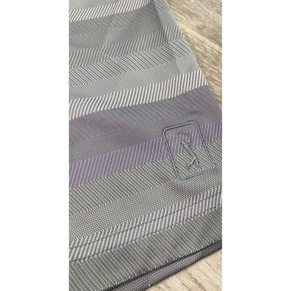 Camisa Polo PGA Tour Para Hombres Manga Corta Talla XXL 2XL Gris Púrpura Transpirable Foto 3 de 4