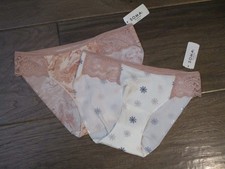 2-PACK SOMA VANISHING EDGE W/LACE BIKINI PANTIES MARBLE/SNOWFALL SIZE SMALL