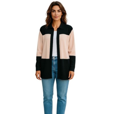 Exclusively Misook Jacket Small Womens Black Basic Cardigan Unlined Open Casual
