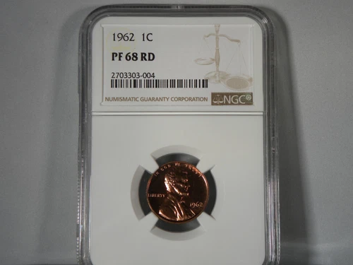 1962 Proof LINCOLN RED CENT, Certified NGC PF68 RD, Beautiful!