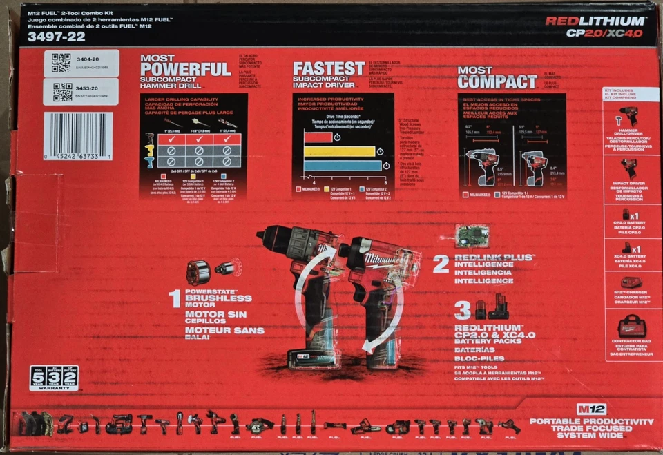 Milwaukee 3497-22 M12 FUEL Impact Driver And Hammer Drill 2-Tool Combo Kit 12V - Image 2 of 3