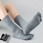 5Pack 100% Cotton Five Finger Toe Crew Ankle Solid Athletic Sport Men Socks 7-11