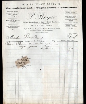 BOURGES (18) MÖBEL TAPEZIERER VORHÄNGE ''P. ROYER'' 1907