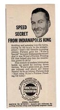 1951 WYNN'S Friction Proofing Oil JOHNNY PARSONS Indy 500 winner Vintage Ad