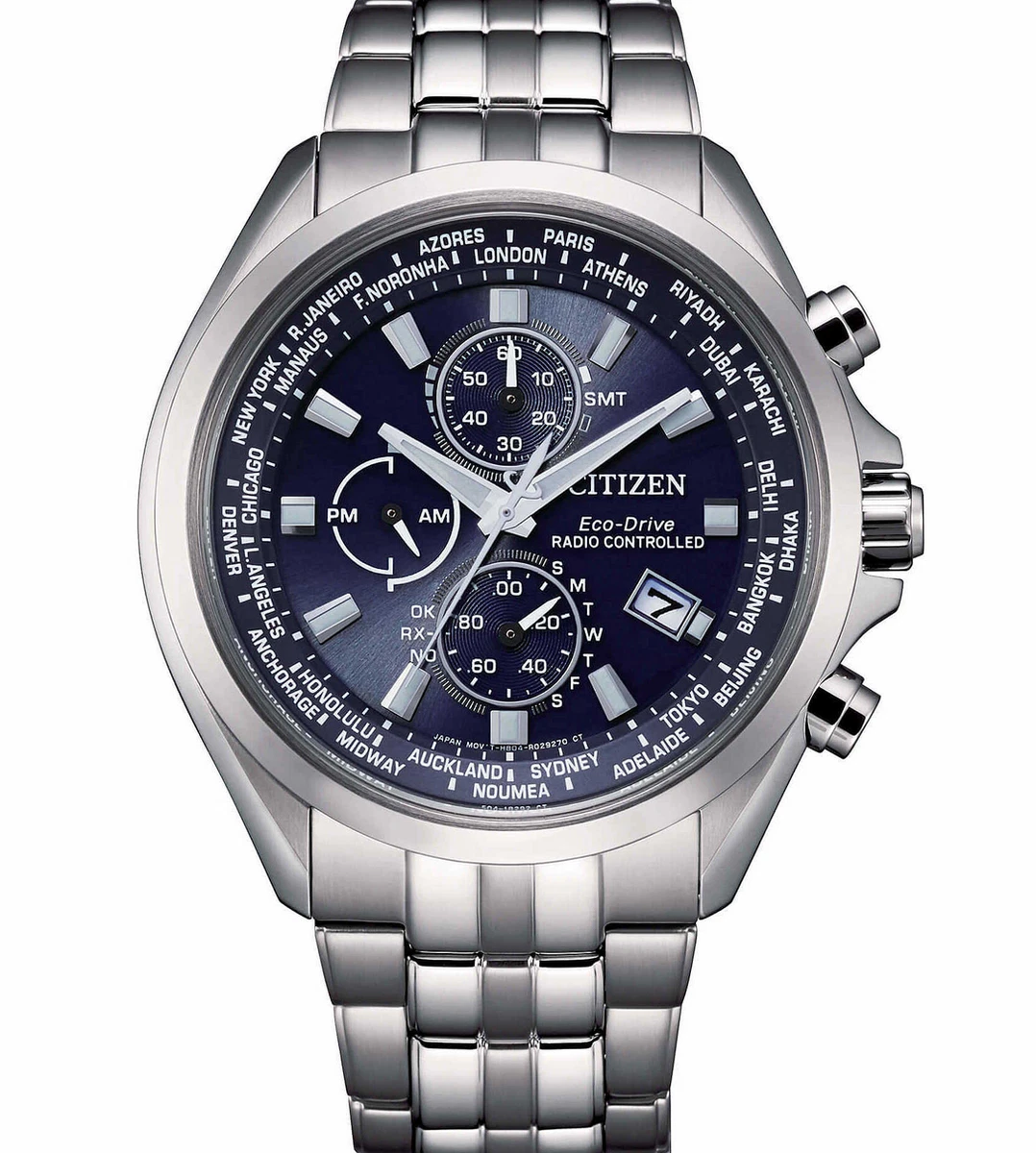Citizen Eco Drive Radio Controlled Blue Dial Sapphire Crystal Watch AT8200 87L
