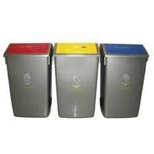 Slingsby Recycling Waste Bins 60 L Grey Assort Lids Plastic Paper 69cm High x 3