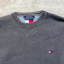 Vintage Tommy Hilfiger Sweater Mens L Gray Y2K