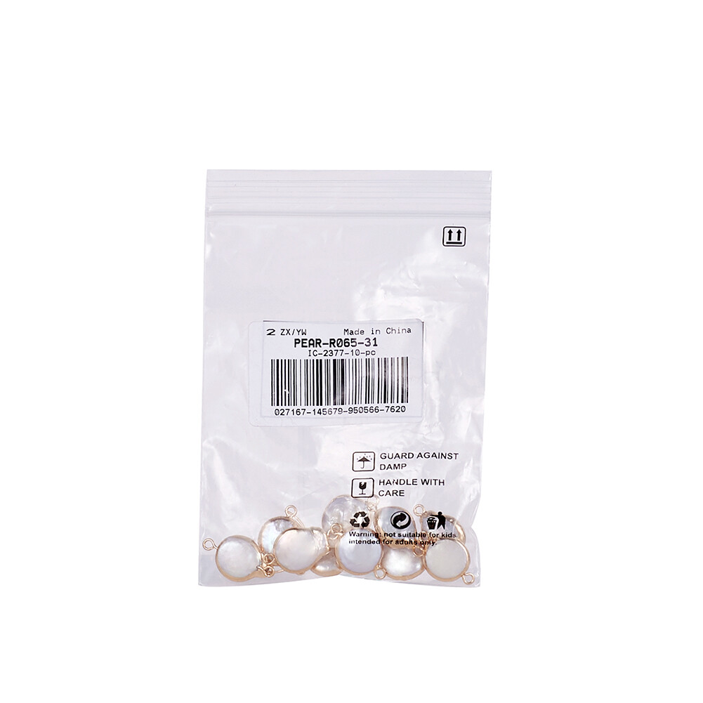 とに 10pcs Natural Pearl Charm Connectors 1/1 Loop Gold Tone Edge