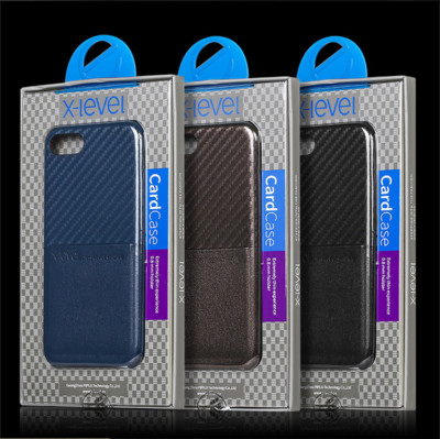 Für iPhone 7/8 X-Level Luxus Cardcase Kohlefaser Optik / PU Leder NEU