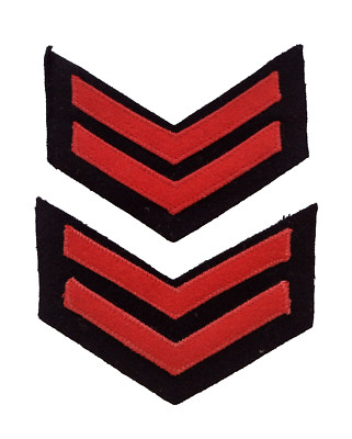 US Navy 2nd Class Petty Officer's Chevron 2 Red Stripes on Black 4,5cm Pair New
