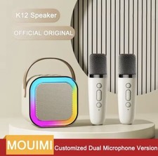 K12 Portable Bluetooth Speaker, Karaoke Machine with 2 Wireless Microphones